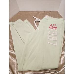 Vtg Y2k Aeropostale Sz L Aero NY Green Joggers Workout Outdoor Comfy Sweatpants